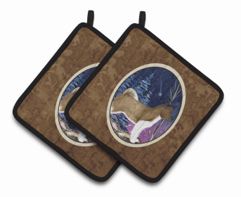 Starry Night Akita Pair of Pot Holders