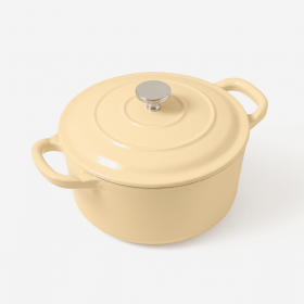 RJ Legend 1.4 Liter Cast Iron Pot, Enameled Pot with Handles (Color: Beige)