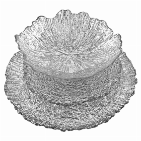 CORAL 12PCS Gilded Glass Dinner Plate Set (Color: Silver)