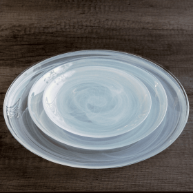 NUAGE 12PC Glass Dinner Plate Set (Color: Ivory)