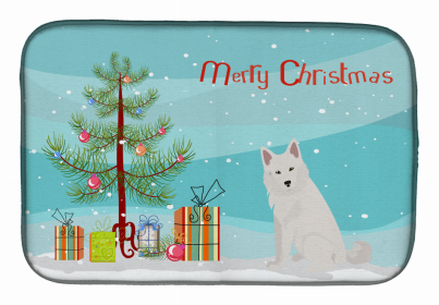 Dog Breed/Merry Christmas art Dish Drying Mat (Color: Danish Spitz #2, size: 14 x 21)