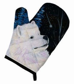 Starry Night Samoyed Oven Mitt (size: 8.5 x 12)