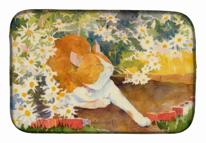 Animal/Reptiles Art Themed Dish Drying Mat (Color: Cat 1, size: 14 x 21)