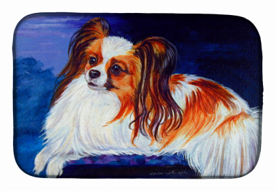 Sealife Themed Dish Drying Mat (Color: Papillon Waiting, size: 14 x 21)