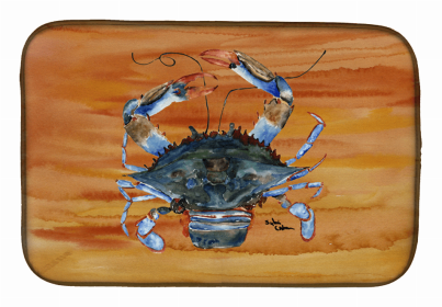 Sealife/Crab Themed Dish Drying Mat (Color: Female Blue Crab Spicy Hot, size: 14 x 21)