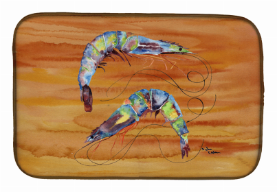 Sealife Themed Dish Drying Mat (Color: Shrimp Spicy Hot, size: 14 x 21)