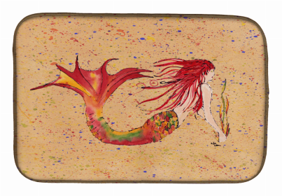 Mermaid/Merman Dish Drying Mat (Color: ReDecoral, size: 14 x 21)