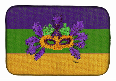 Mardi Gras Dish Drying Mat (Color: Mardi Gras Mask and Feathers, size: 14 x 21)