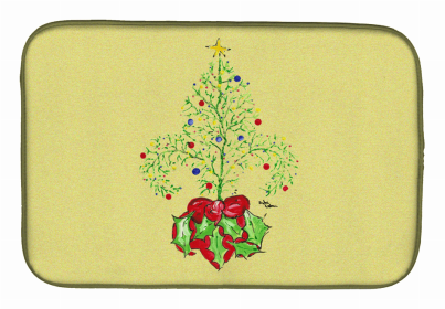 Fleur de lis Dish Drying Mat (Color: Christmas Tree Fleur de lis, size: 14 x 21)