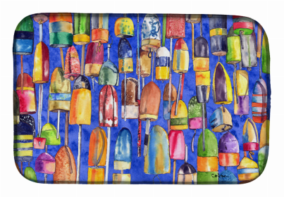 Sealife Themed Dish Drying Mat (Color: Lobster Bouys, size: 14 x 21)