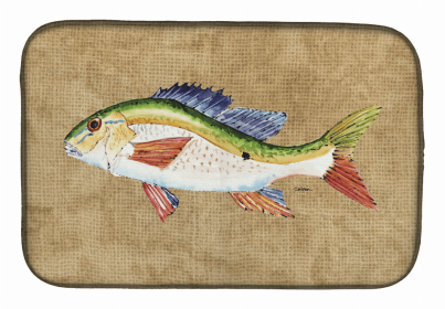 Sealife Themed Dish Drying Mat (Color: Rainbow Trout, size: 14 x 21)