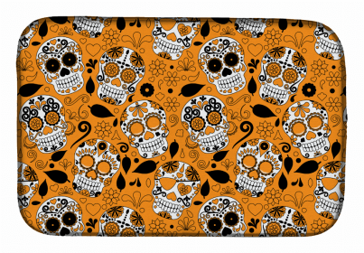 Day of the Dead Dish Drying Mat (Color: Orange, size: 14 x 21)