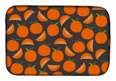 Fruit Art Dish Drying Mat (Color: Oranges on Gray, size: 14 x 21)