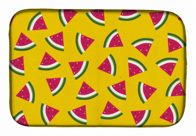 Fruit Art Dish Drying Mat (Color: Watermelon on Yellow, size: 14 x 21)