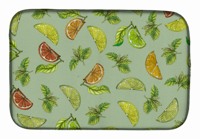 Fruit Art Dish Drying Mat (Color: Lemons, Limes and Oranges, size: 14 x 21)
