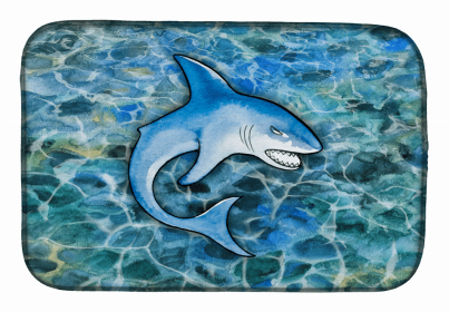 Sealife/Sailing Themed Dish Drying Mat (Color: Shark, size: 14 x 21)