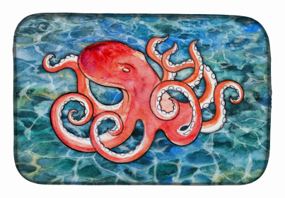 Sealife/Sailing Themed Dish Drying Mat (Color: Octopus, size: 14 x 21)