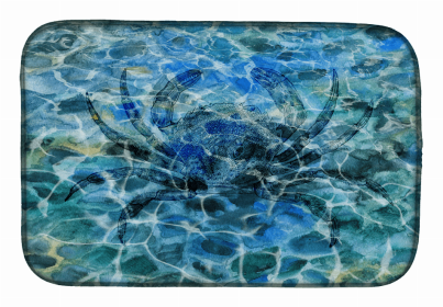 Sealife/Sailing Themed Dish Drying Mat (Color: Crab Under water, size: 14 x 21)