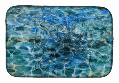 Sealife/Sailing Themed Dish Drying Mat (Color: Octopus Under water, size: 14 x 21)
