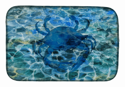 Sealife/Sailing Themed Dish Drying Mat (Color: Blue Crab Under Water, size: 14 x 21)