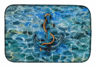 Sealife/Sailing Themed Dish Drying Mat (Color: Anchor and Rope, size: 14 x 21)