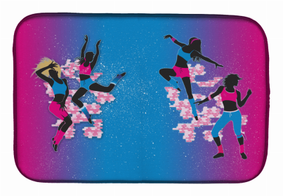 Dancers Dish Drying Mat (Color: Hip Hop in Pink Blue, size: 14 x 21)