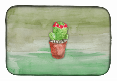 Flower Watercolor Dish Drying Mat (Color: Cactus Green Watercolor, size: 14 x 21)