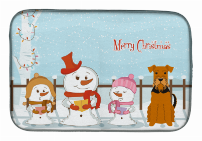 Merry Christmas Carolers Dog on Dish Drying Mat (Color: Merry Christmas Carolers, size: 14 x 21)