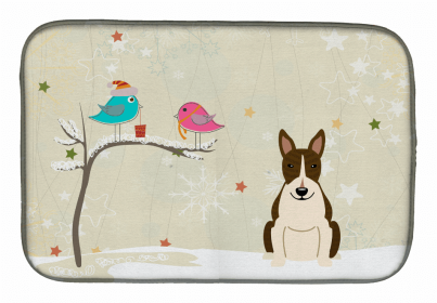 Christmas Presents between Dog Friends Dish Drying Mat (Color: Christmas Presents between Friends, size: 14 x 21)