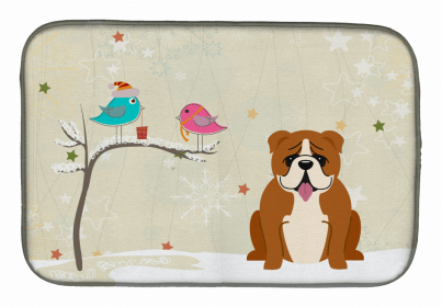 Christmas Presents between Dog Friends Dish Drying Mat (Color: Christmas Presents between Friends, size: 14 x 21)