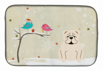 Christmas Presents between Dog Friends Dish Drying Mat (Color: Christmas Presents between Friends, size: 14 x 21)