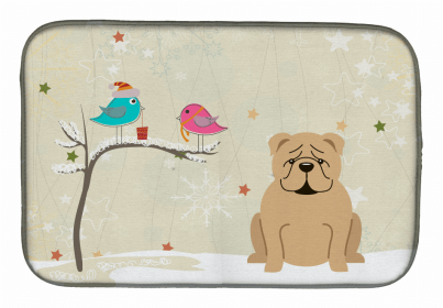 Christmas Presents between Dog Friends Dish Drying Mat (Color: Christmas Presents between Friends, size: 14 x 21)