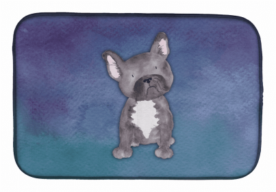 Animal Watercolor Dish Drying Mat (Color: French Bulldog Watercolor, size: 14 x 21)