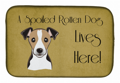 Spoiled Dog Lives Here Dish Drying Mat (Color: Jack Russell Terrier - Tricolor, size: 14 x 21)