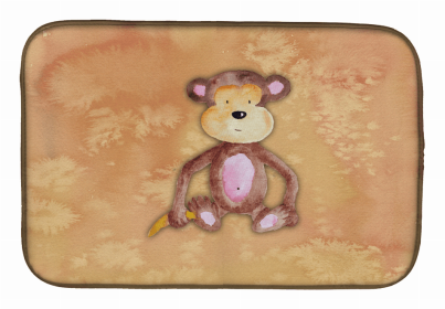 Animal Watercolor Dish Drying Mat (Color: Monkey Watercolor, size: 14 x 21)