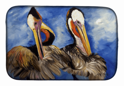 Bird Dish Drying Mat (Color: Pelican Brothers, size: 14 x 21)