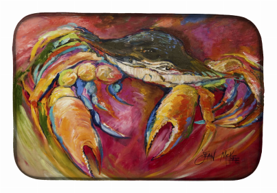 Shellfish Dish Drying Mat (Color: Blue Crab Stars #2, size: 14 x 21)