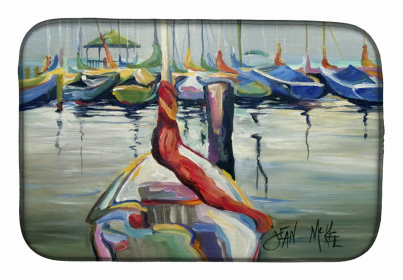 Sailboats Dish Drying Mat (Color: LaSalle Sailboats, size: 14 x 21)