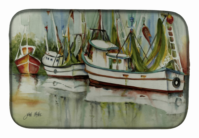 Ocean Springs Dish Drying Mat (Color: Ocean Springs Shrimper, size: 14 x 21)