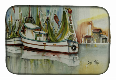 Ocean Springs Dish Drying Mat (Color: Ocean Springs Shrimper #2, size: 14 x 21)
