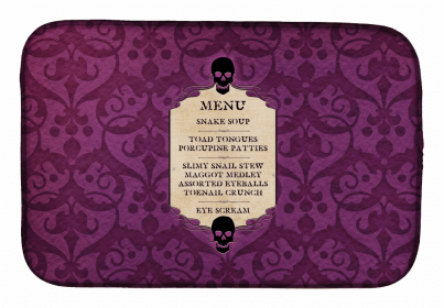 Halloween themed Dish Drying Mat (Color: Goulish Menu including Eye Screen and Snake soup Halloween, size: 14 x 21)