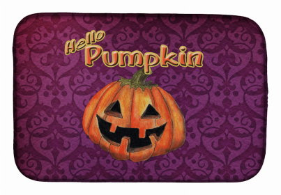 Halloween themed Dish Drying Mat (Color: Hello Pumpkin Halloween, size: 14 x 21)