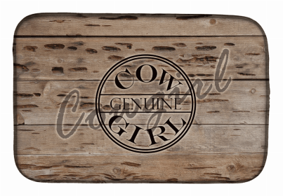 Cow Girl/Boy Dish Drying Mat (Color: Genuine Cow Girl Branded, size: 14 x 21)