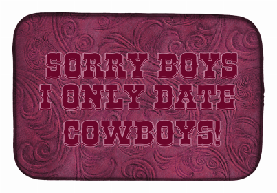 Cow Girl/Boy Dish Drying Mat (Color: Sorry Boys I only date cowboys in pink, size: 14 x 21)